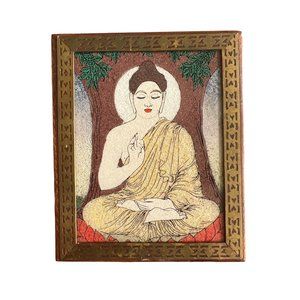 Meditative Buddha Lotus Wooden Trinket Box Made With‎ Crushed Gemstones